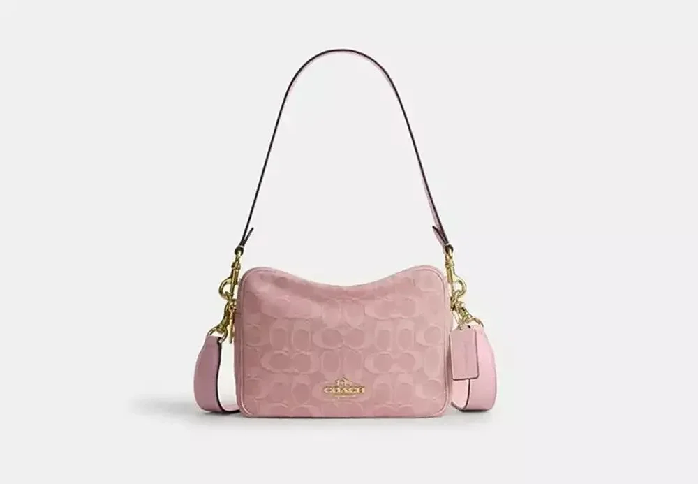 NWT B5-013 Coach CER69 Carey Bag in Signature Denim & Leather Light Pink